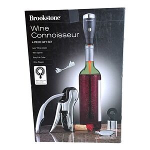 Brookstone Wine Connoisseur 4 Piece Gift Set Aerator Opener Foil Cutter Stopper